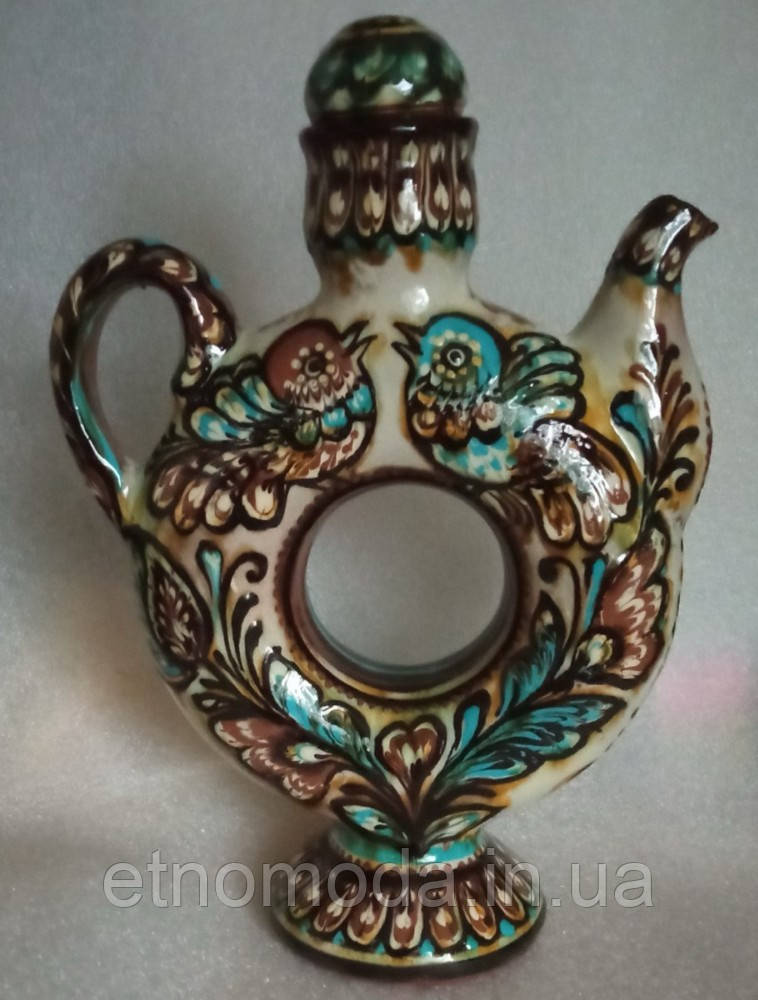 Куманець глиняний з ручним розписом 100% hand made