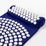 Масажний килимок Аплікатор Кузнєцова + валик масажер для спини/шиї/голови OSPORT Lotus Mat Eco (apl-021) Синьо-білий, фото 2