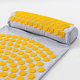 Масажний килимок Аплікатор Кузнєцова + валик масажер для спини/шиї/голови OSPORT Lotus Mat Eco (apl-021) Сіро-жовтий, фото 2