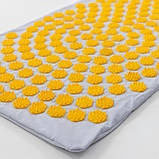 Масажний килимок Аплікатор Кузнєцова + валик масажер для спини/шиї/голови OSPORT Lotus Mat Eco (apl-021) Сіро-жовтий, фото 3