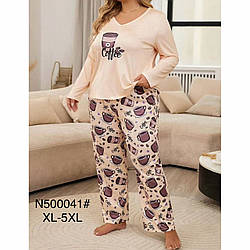 Жіноча піжама з довгим рукавом "Бамбук" Розміри: 48,50,52,54,56 (49029)
