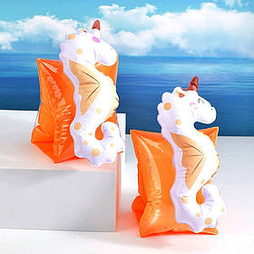 Дитячі нарукавники для плавання Морський Коник, надувні, 22x15см, Помаранчевий