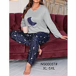 Жіноча піжама довгий рукав "Бамбук" Розміри: 48,50,52,54,56 (49030)