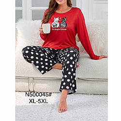 Жіноча піжама з бамбуковим волокном "Котики" Розміри: 48,50,52,54,56 (49032)