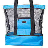 Пляжна сумка холодильник, термосумка на 2 відділення для природи та пікніка 47×15×48 (см) Синій HP-14-25BL, фото 4