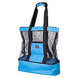 Пляжна сумка холодильник, термосумка на 2 відділення для природи та пікніка 47×15×48 (см) Синій HP-14-25BL, фото 6