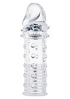 Насадка удлиняющая рельефная Toy Joy прозрачная, 15.5 х 3 см