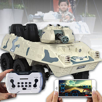 Дитячий Танк на радіокеруванні зі світловими ефектами та музикою Bambi M 4862BR-1 Бежевий