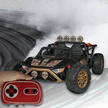 Баггі дитячий двомісний на акумуляторі з світловим ефектом Bambi JS3168EBLR-18(24V) Чорний комуфляж