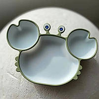 Тарілка дитяча на присосці на 3 секції Краб 6878 15х23 см зелена 4361045