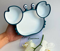 Тарілка дитяча на присосці на 3 секції Краб 6879 15х23 см блакитна 4361046