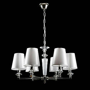 Класична люстра на 6 ламп E14 з абажурами колір каркасу хром VL-L35172/6 (SL)