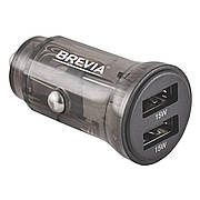 Автомобільний зарядний пристрій Brevia ePower DualDrive 15W 2xUSB-A, прозорий чорний