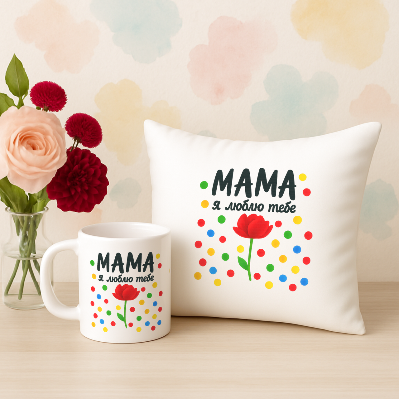Подарунок для Мами на День Народження або День Матері, подарунковий набір з подушкою та чашкою.., фото 1
