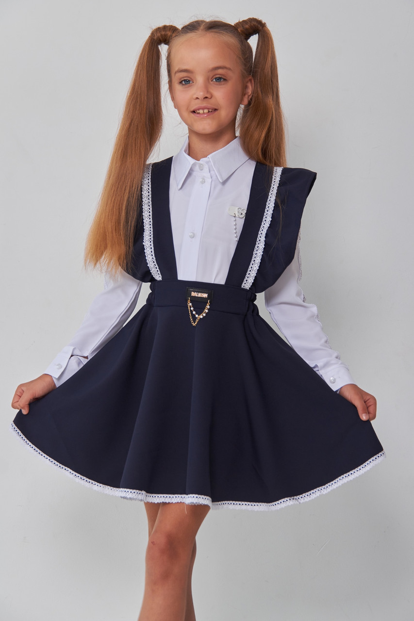 Сарафан шкільний для дівчаток з бретелями