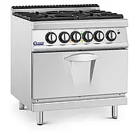 Газова плита з електричною духовкою Royal Catering Pro 730, 4 конфорки 4,2 кВт та 3 кВт, температура до 300 ° C, 57,3 x 64 x 30,5