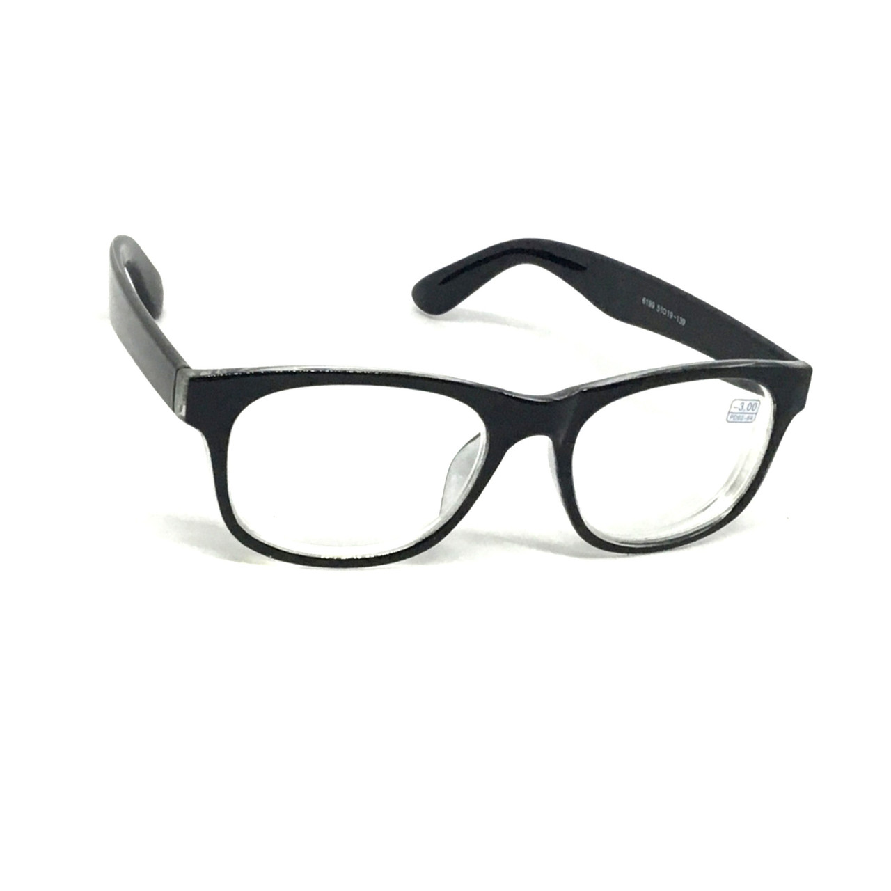 Пластикові окуляри 6199 чорно-прозорі