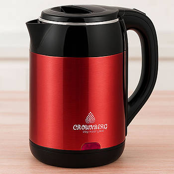 Електрочайник на 2л, 1800Вт, СВ 9215, Червоний / Електричний чайник з нержавіючої сталі / Дисковий чайник