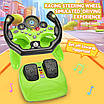 Кермо з педалями гальмо/газ для дітей зі світлом Іграшка тренажер водіння зелена з мелодіями з присосками, фото 8