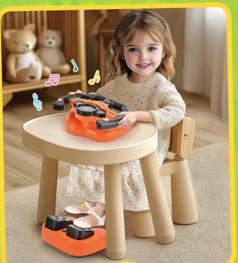 Іграшка автосимулятор водія з підсвічуванням і мелодіями з присосками Кермо з педалями для дітей зі звуками машин, фото 1