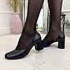 Туфлі жіночі чорні шкіряні на підборах, фото 3