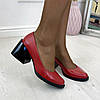 Туфлі жіночі шкіряні на стійкому підборі. Колір червоний, фото 2