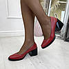 Туфлі жіночі шкіряні на стійкому підборі. Колір червоний, фото 5