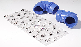 Патрубок ДМВП Газель,Волга дв.405,406 (компл.2шт) силiкон синiй (Авто Престиж) 3302-1109192-30,300-20