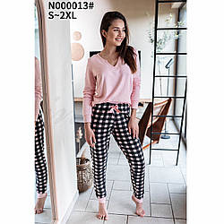 Жіноча трикотажна піжама з довгим рукавом Розміри: 42,44,46,48,50 (49038)