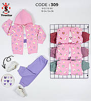 Детский тёплый костюм тройка для девочки 74,80;86,92 см