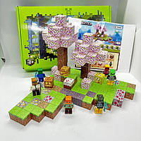 Магнітний конструктор 128 блоків + 6 фігурок MY PLANET / Магнітні блоки в стилі Minecraft з 128 деталями GP2