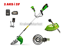 Мощный аккумуляторный триммер для дачи Procraft ATA-40 (2АКБ), Коса садовая беспроводная с велосипедной рукояткой