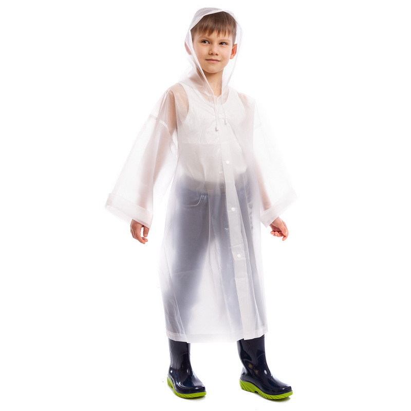 Плащ-дощовик дитячий EVA на кнопках прозорий, фото 1