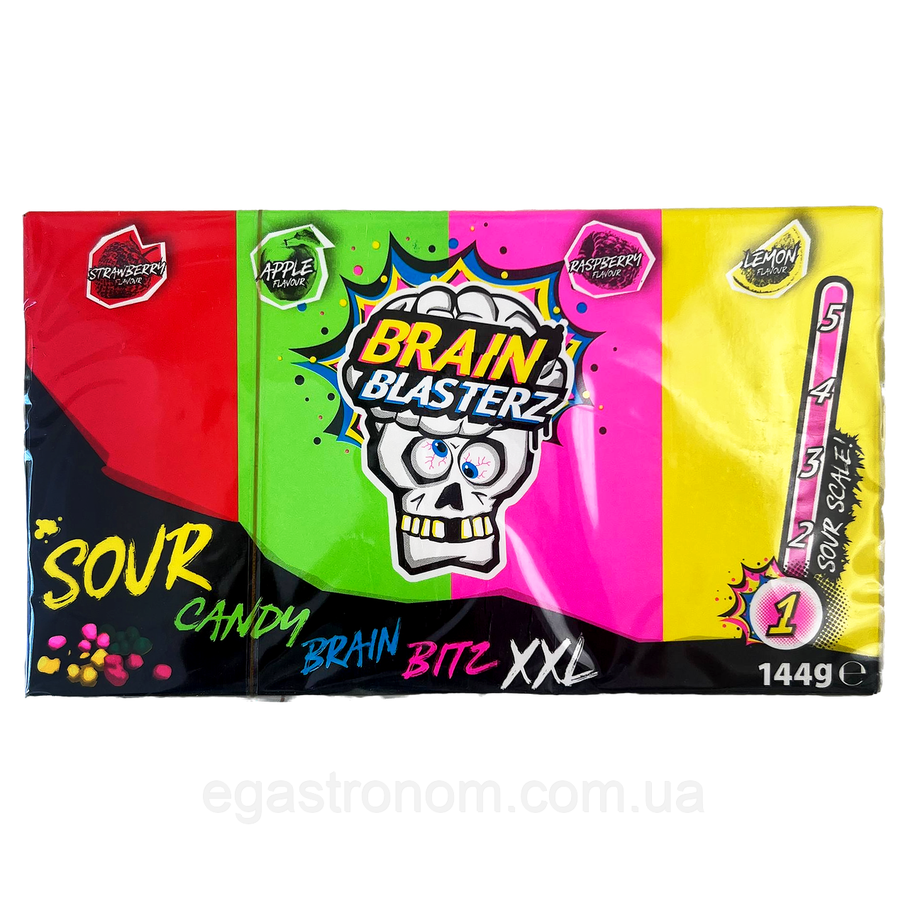 Цукерки кислі Брейн Бластер Brain Blaster XXL 144g 12шт/ящ (Код: 00-00018041), фото 1