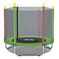 Батут манеж дитячий Atleto 160 см із захисною сіткою для дому та дачі зелений 42400220