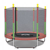 Батут манеж дитячий Atleto 160 см із захисною сіткою для дому та дачі червоний 42400218