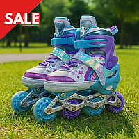 Дитячі ролики для дівчинки 67728-S Розмір 31-34 Розсувні роликові ковзани з регулюванням розміру Для дітей від 3 років Блакитний