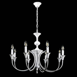 Класична люстра-свічка на 8 лампочок колір каркасу білий VL-LK016/8 (SWT)