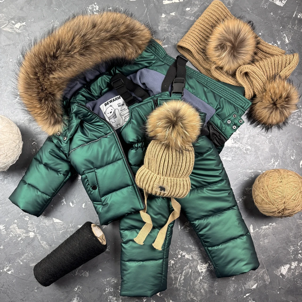 Комбінезон зимовий дитячий роздільний BEWARM Umka Emerald