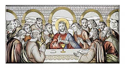 Срібна ікона "Тайна вечеря" з кольоровою емаллю (150х80мм.)