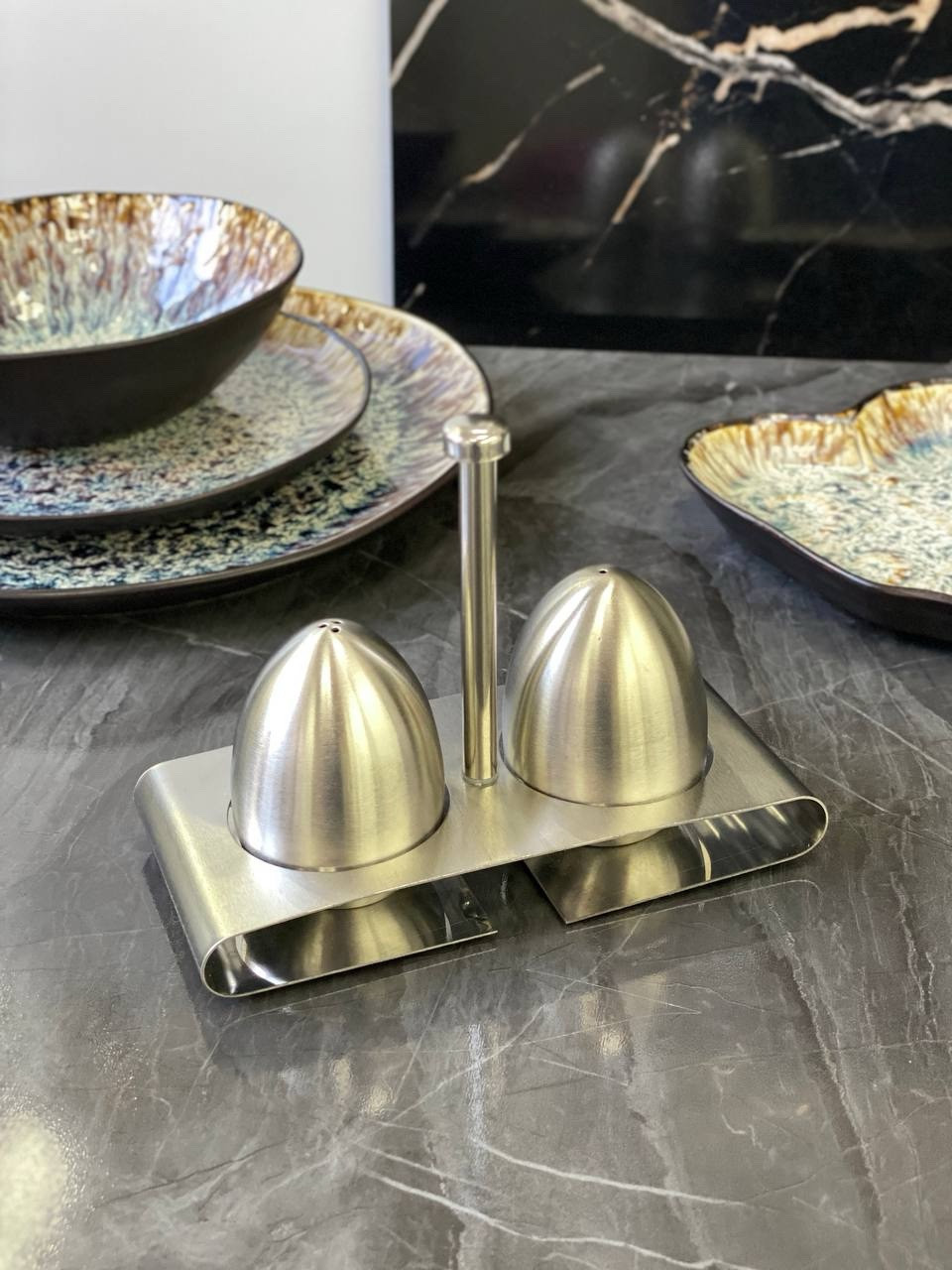 Набор для специй Оленс Срібне яйце (соль/перець) 16,5х12,5 см (102-1283), фото 1