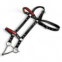 Вуздечка шкіряна для коня прикрашена плетінням, фото 2