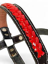 Вуздечка шкіряна для коня прикрашена плетінням, фото 3