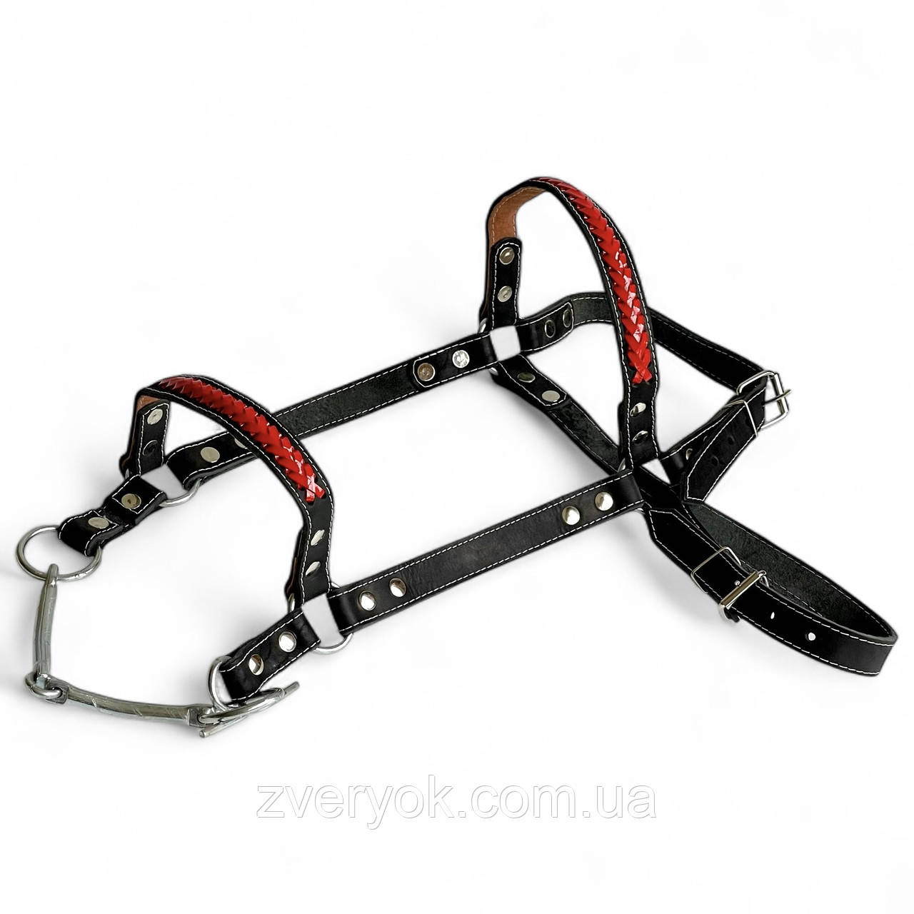 Вуздечка шкіряна для коня прикрашена плетінням