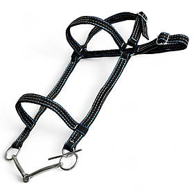 Вуздечка для коня Horse Stall нейлонова, чорна. Вуздечки для коня з трензелем.