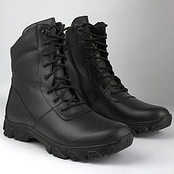 Зимові тактичні берці великих розмірів 46 47 48 49 50 військові гладка шкіра натуральне хутро чорні підошви з протектором Himerua