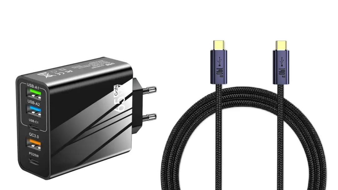 Мережевий зарядний GaN 65W + кабель Type-C Type-C 140W QC3.0/PD3.0 3xUSB 2xType-C пристрій швидка зарядка смартфона TRG-156, фото 1