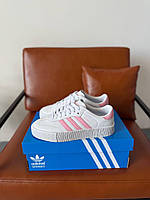 Білі шкіряні жіночі кросівки Adidas Samba Rose Демісезонні кеди Адідас Самба