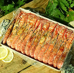 Креветки королівські (лангустини) з головою, розмір L2, 20-30шт/кг (упаковка 2кг, ціна за 1кг)