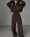 Базовий костюм жіночий толстовка на блискавці з капюшоном і штани оверсайз двонитка люкс 42-46 48-54, фото 2